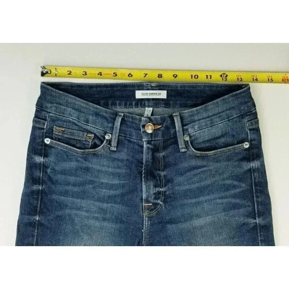 Good American 2/26 Women's Blue Raw Hem Zipper Jeans Style GAGLFT148 Cut MM40 - Picture 2 of 12